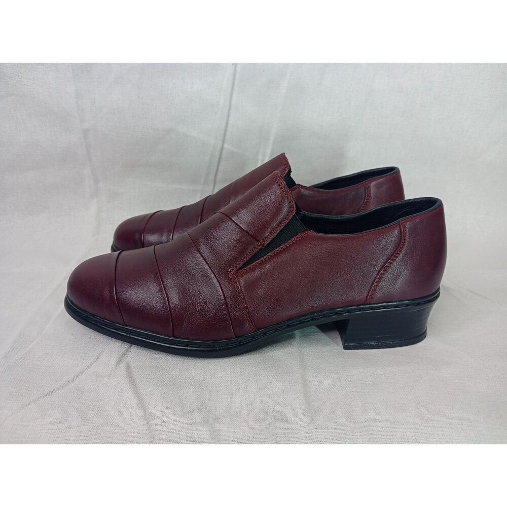 Rieker Antistress Women's 9 Burgundy Leather Slip On Loafer Shoes